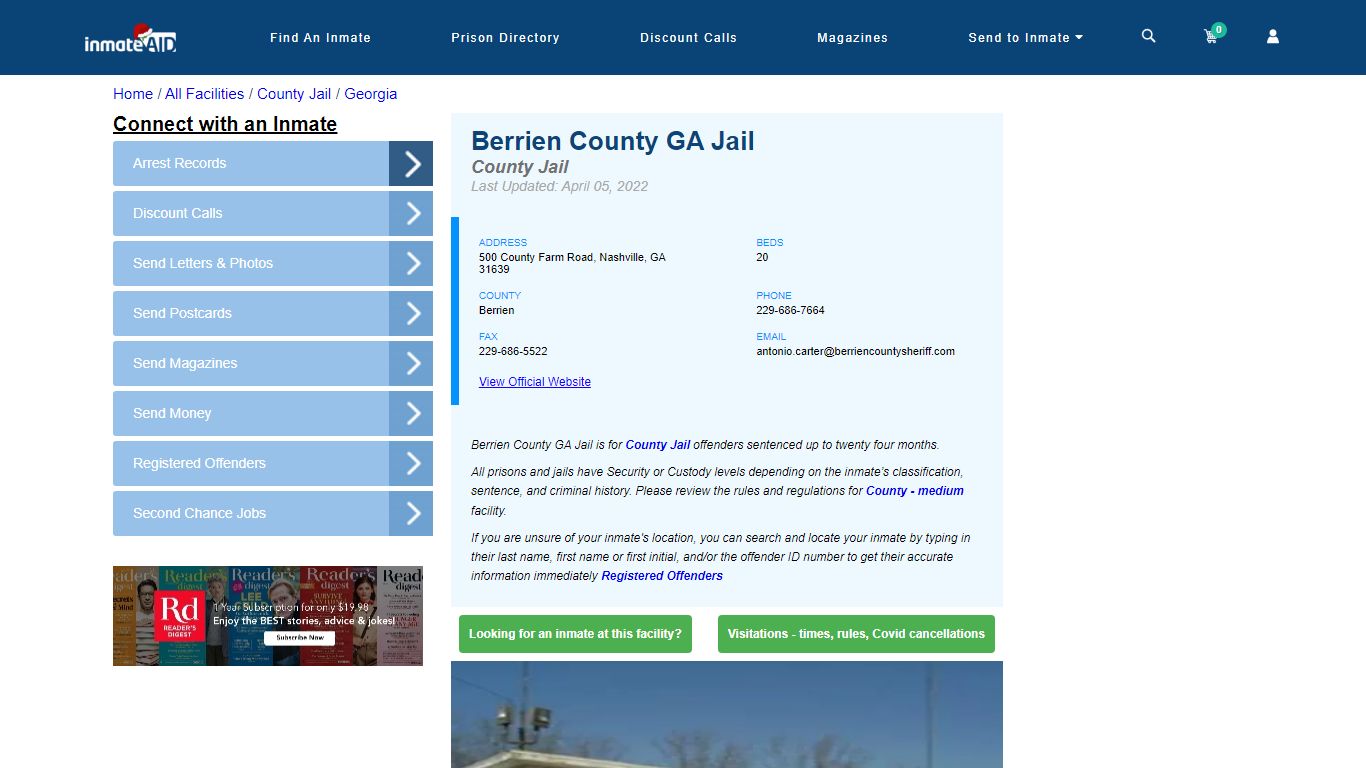 Berrien County GA Jail - Inmate Locator - Nashville, GA